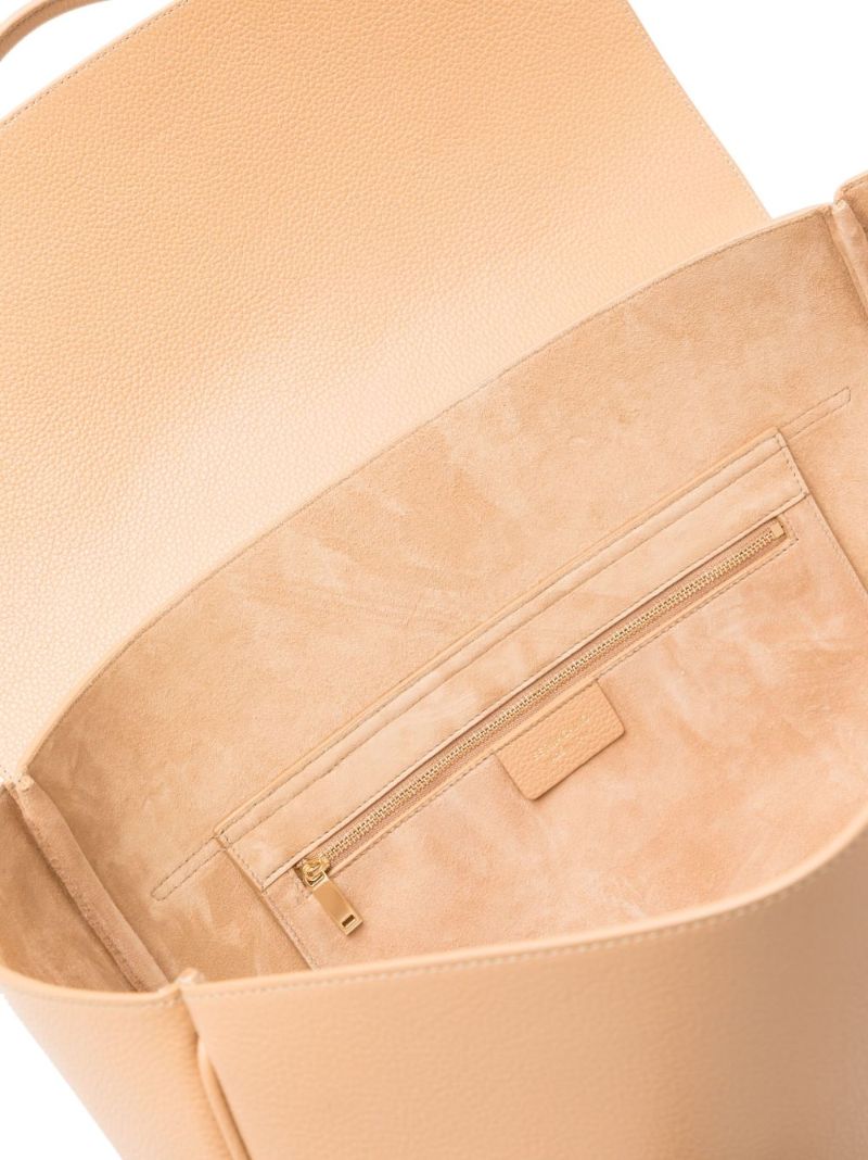 Neutral East-west Large Leather Tote Bag