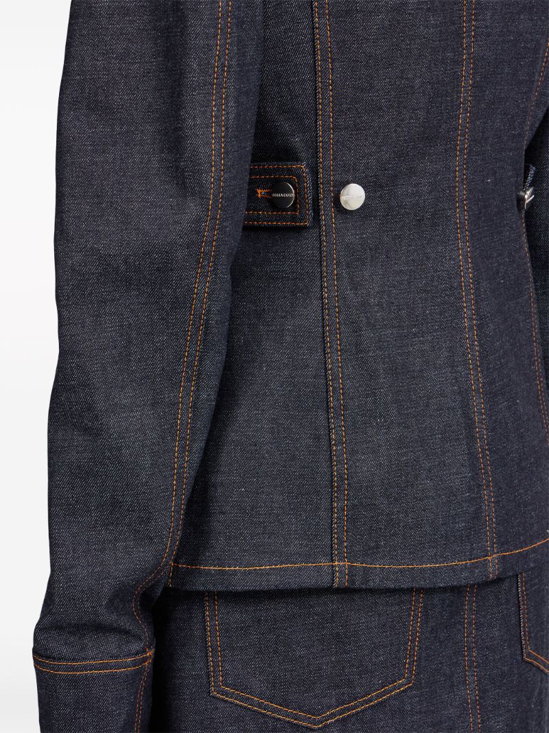 Blue Contrast-stitching Denim Jacket