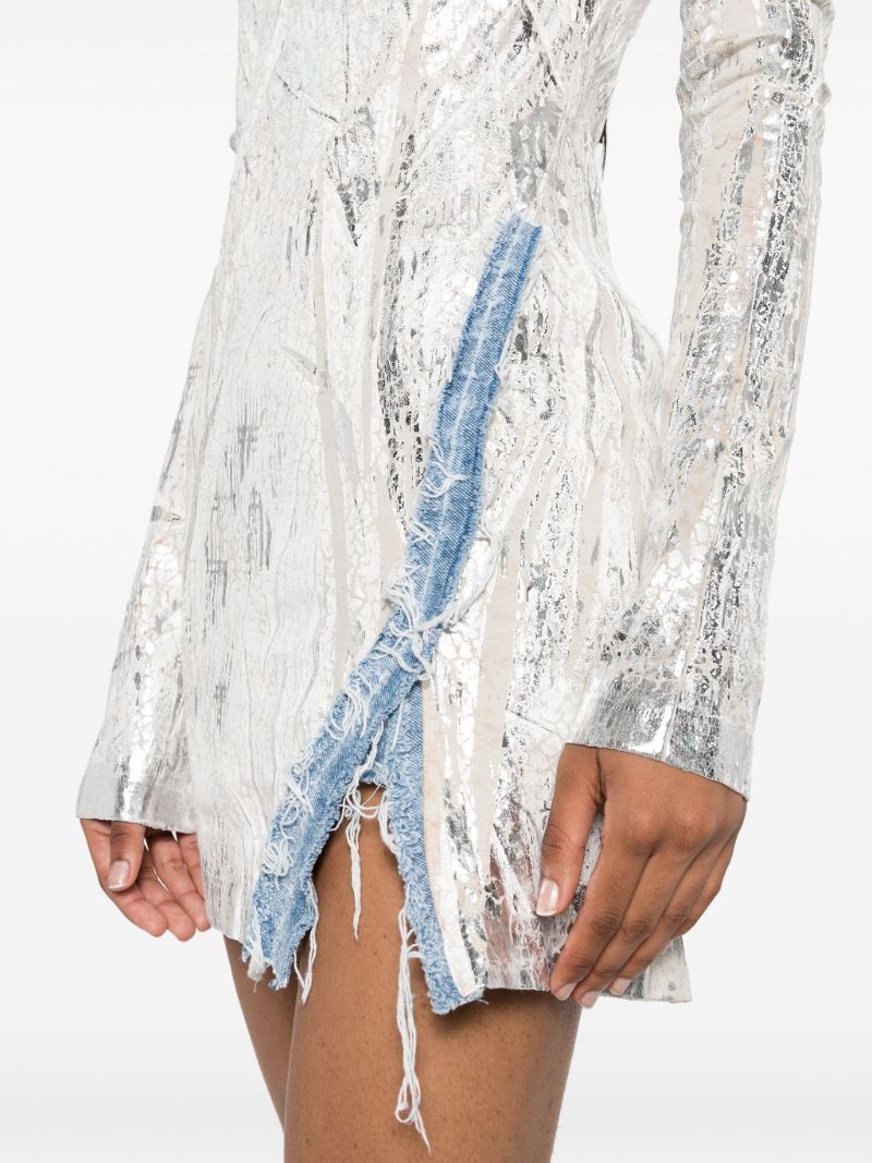 Silver-tone D-hopply Marble-washed Mini Dress