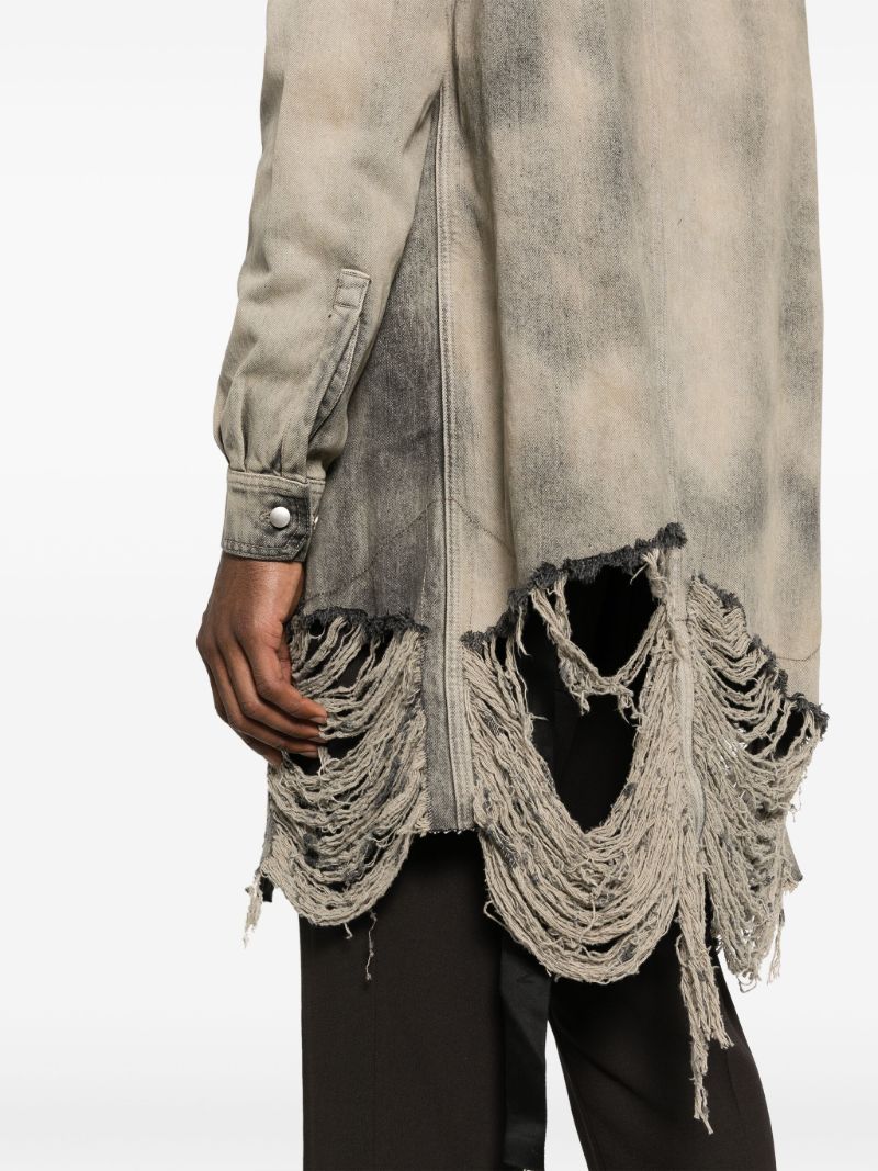 Grey Distressed Denim Shirt Jacket