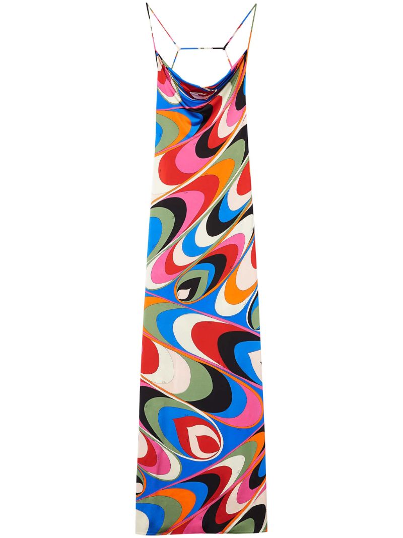 Blue Onde-print Maxi Dress