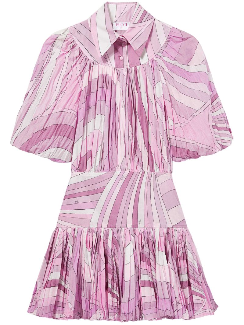 Pink Iride-print Cotton Mini Dress