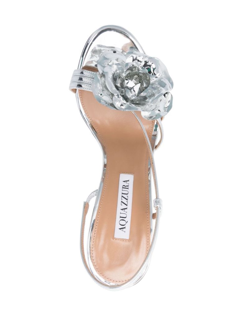 Silver-tone Paris Rose 105 Leather Sandals