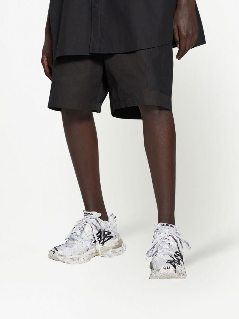 White Graffiti Runner Low Top Sneakers