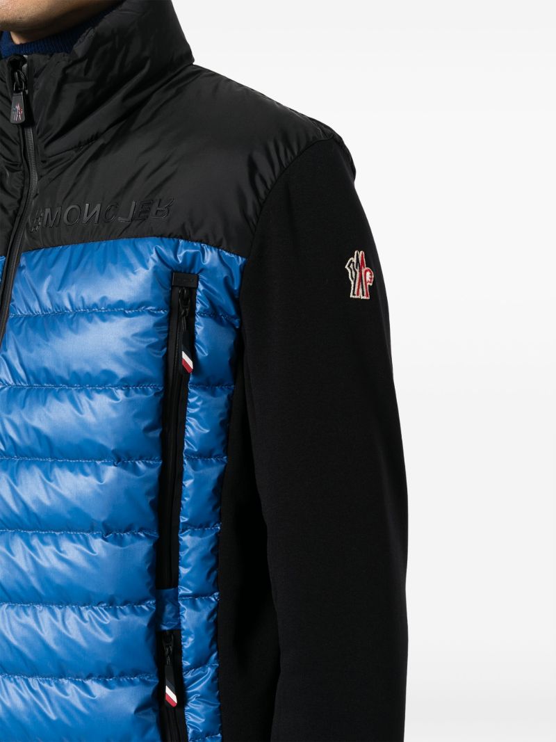 Blue and Black Logo-patch Puffer Jacket