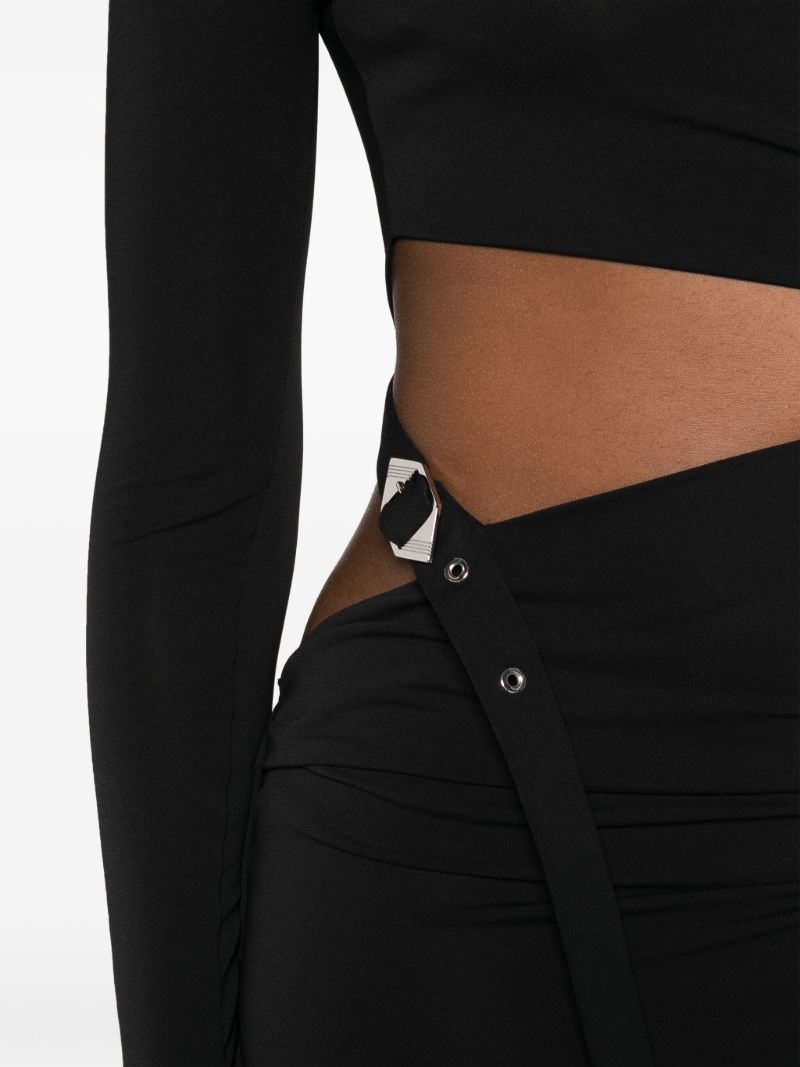 Black Buckle-strap Cut-out Mini Dress