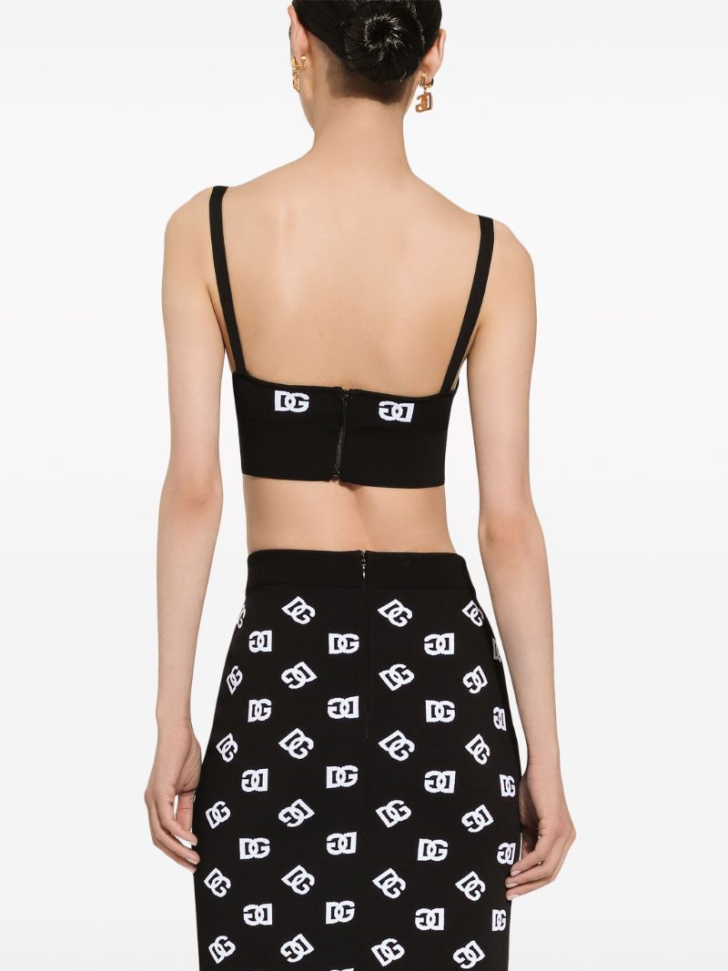Black Dg Logo Cropped Knit Top