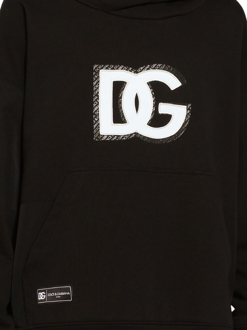 Black Logo-appliquÃ_x0083_© Cotton Hoodie