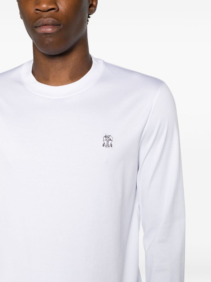 White Logo-embroidered Cotton T-shirt
