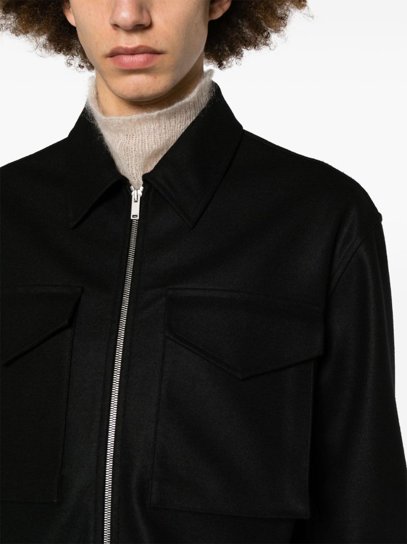 Black Zip-fastening Wool Jacket
