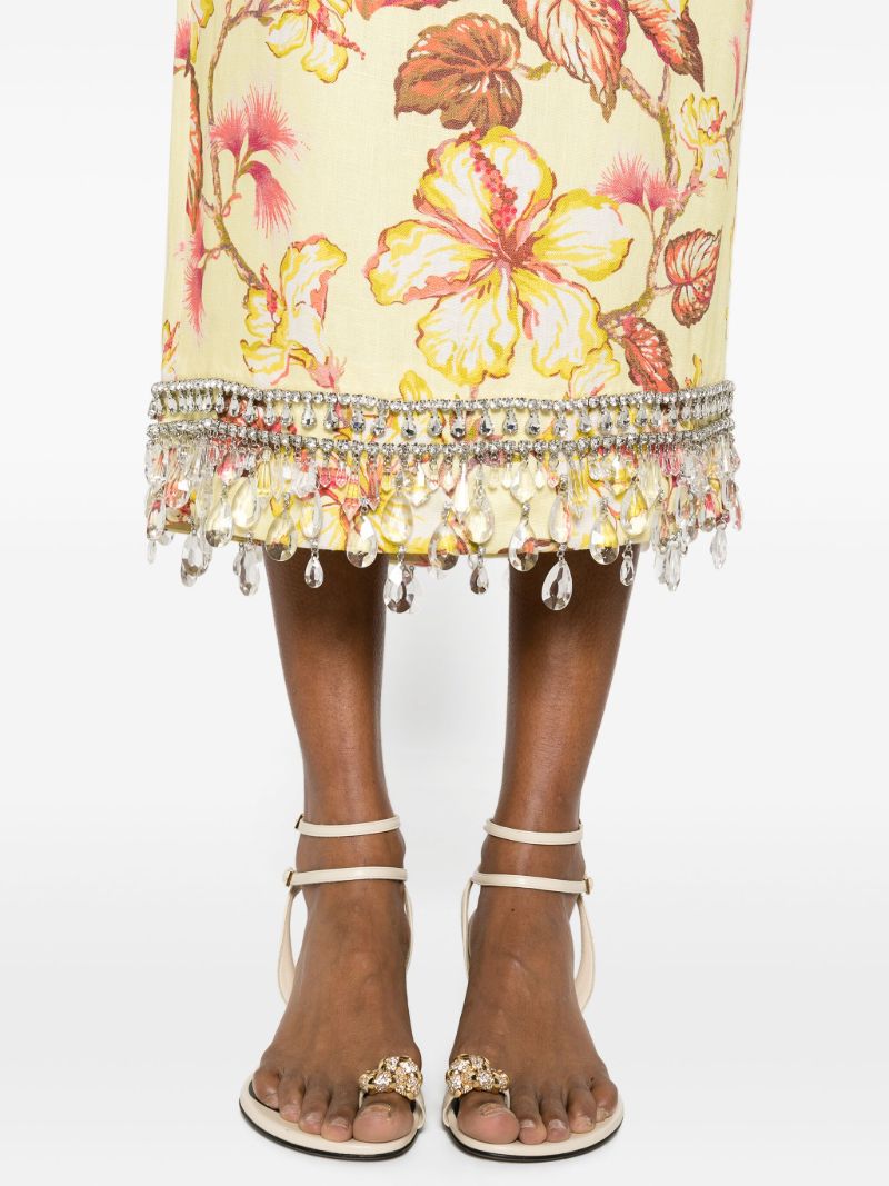 Yellow Matchmaker Diamante Midi Skirt