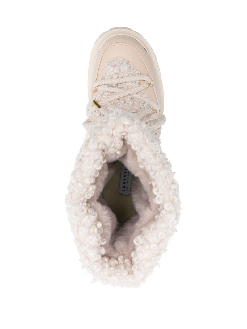 Neutral Panelled Lace-up Leather Boots