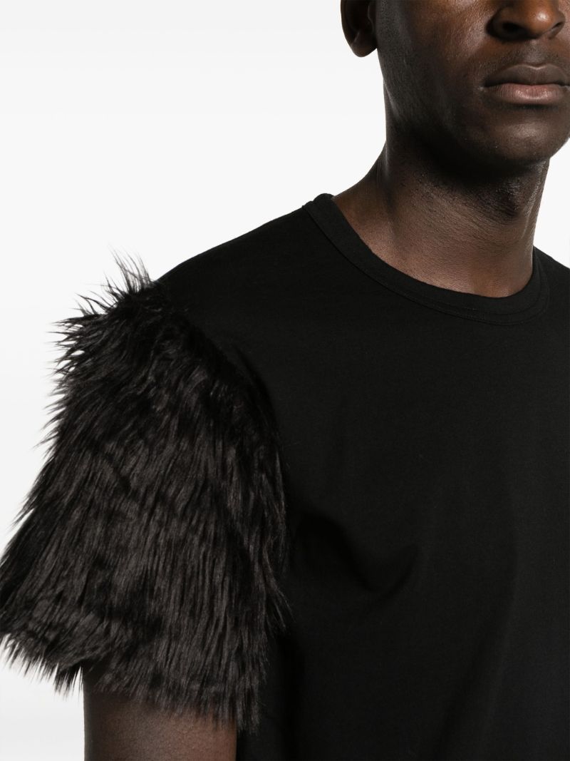 Black Faux-fur Sleeve T-shirt