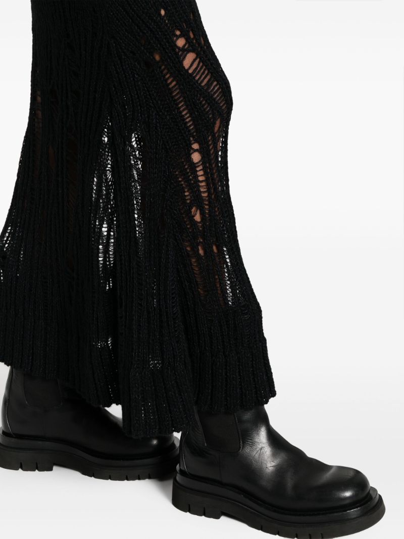 Black Knitted Flared Long Skirt
