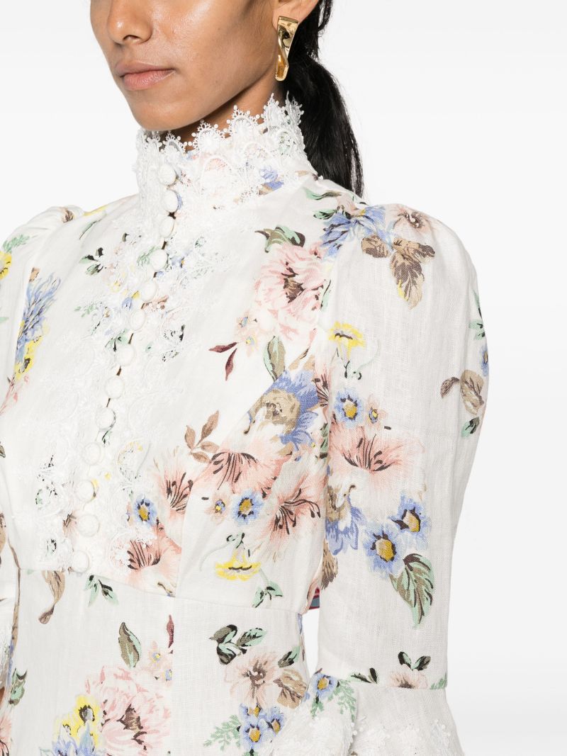 White Floral-print Mini Dress