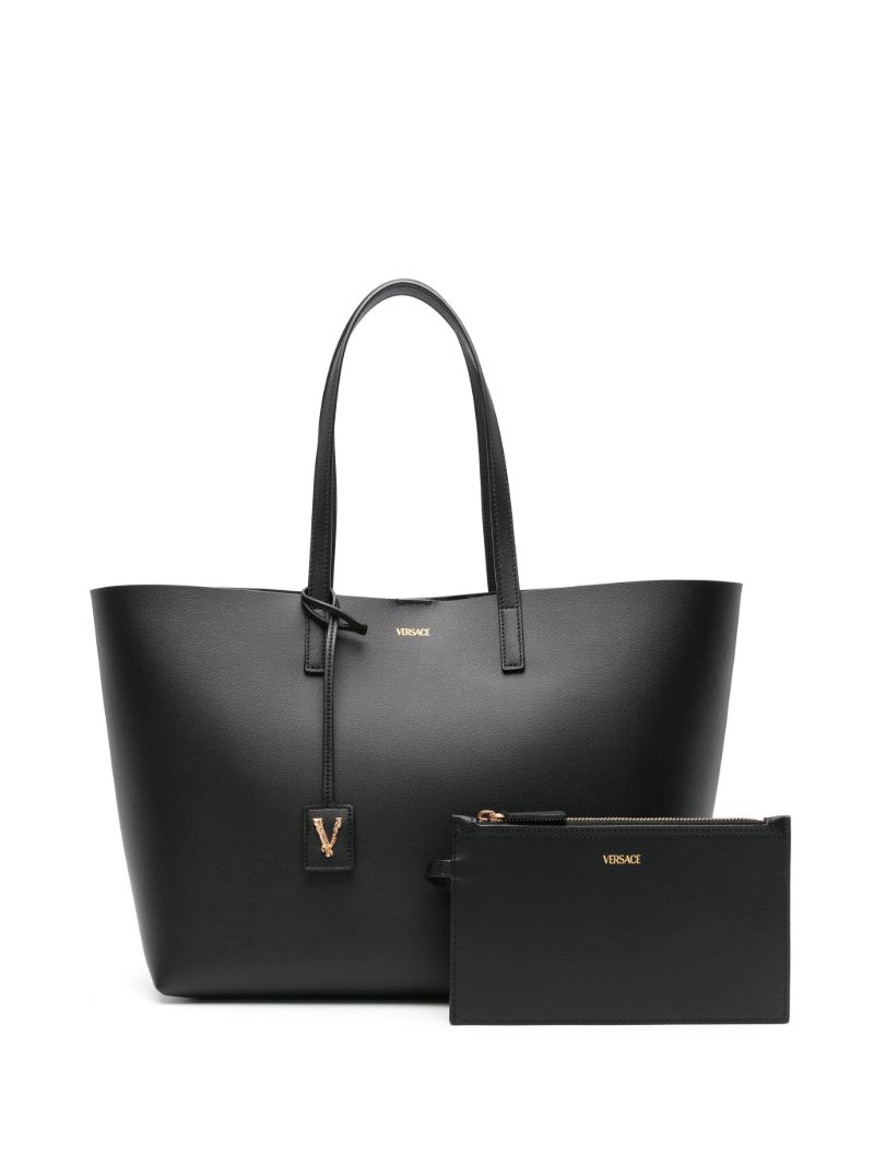 Black Virtus Leather Tote Bag