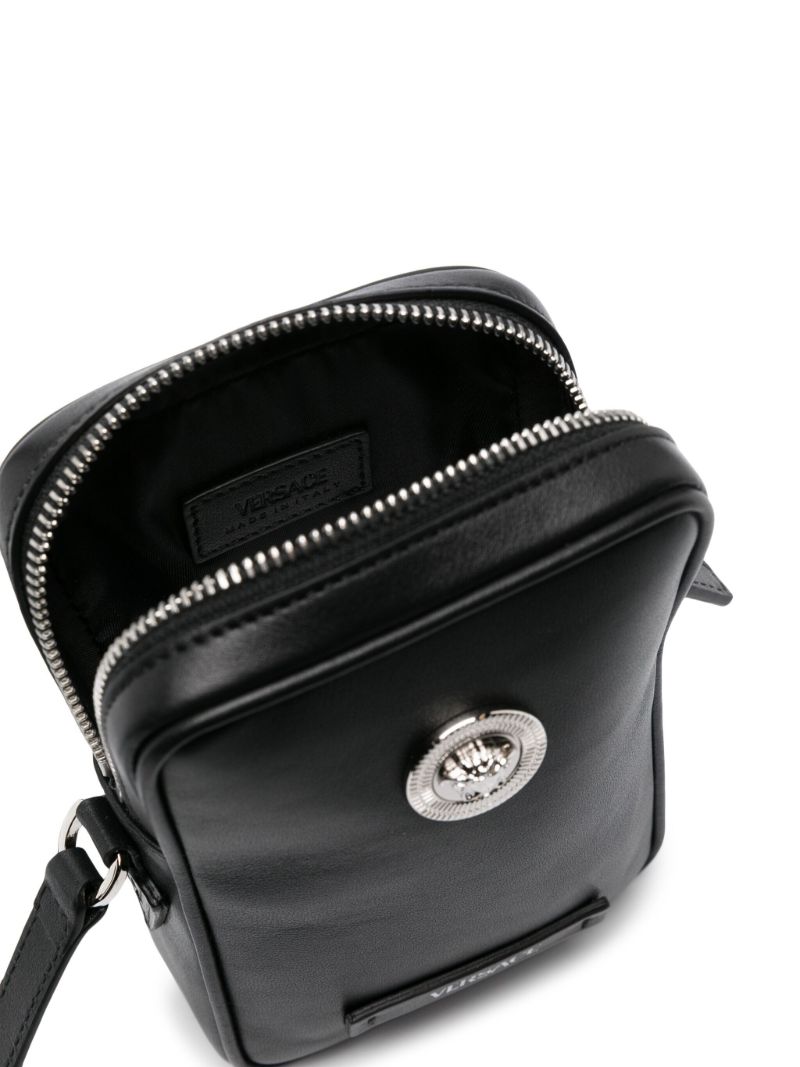 Black Medusa Biggie Small Leather Messenger Bag