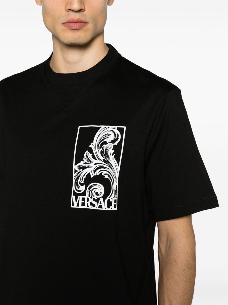 Black Versace Palmette Cotton T-shirt