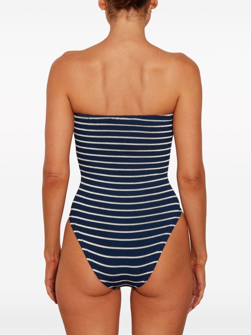 Blue Brooke Striped Crinkle Swimsuit