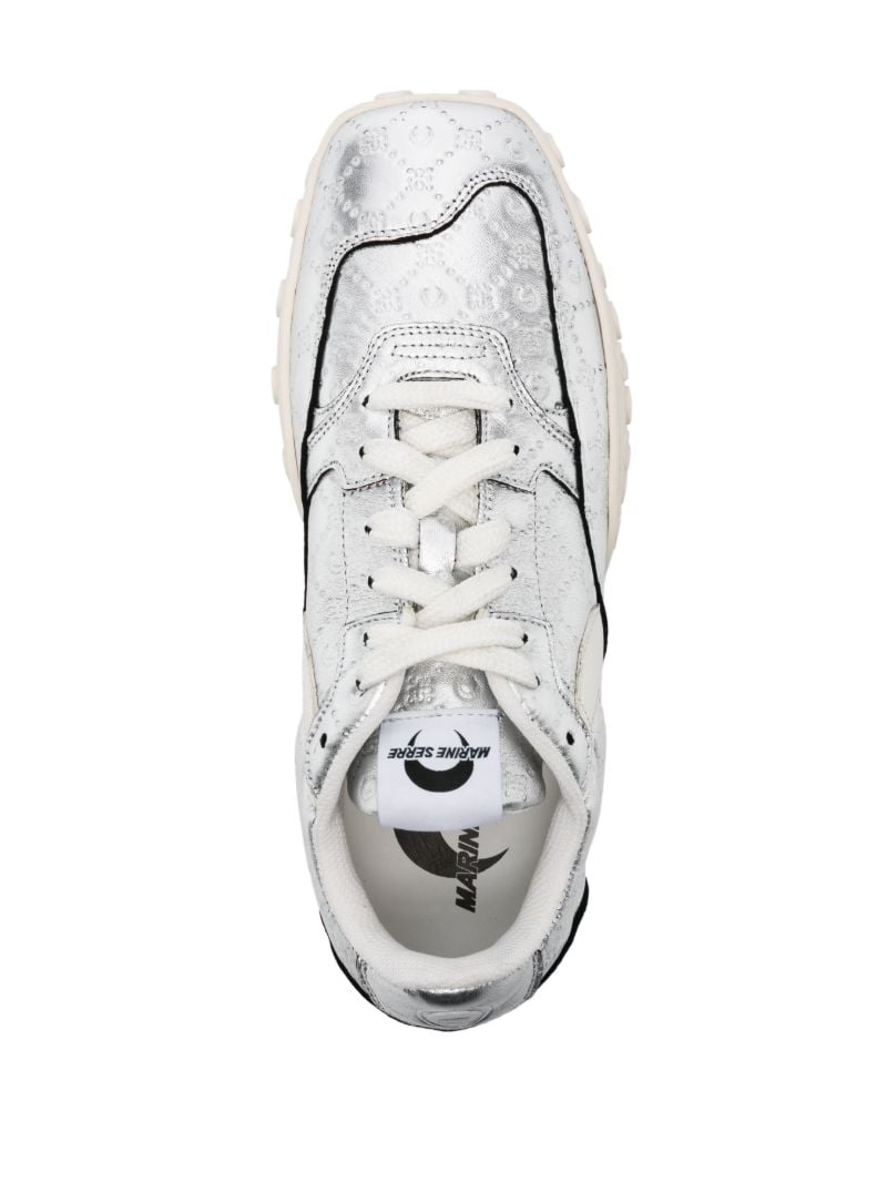 Silver-tone Ms Rise Leather Sneakers