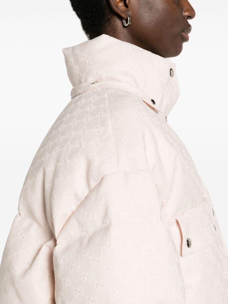 Pink Gg Canvas Puffer Jacket