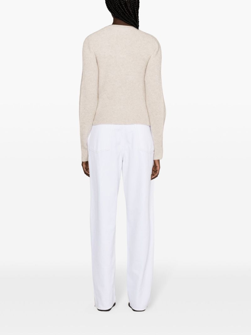 Neutral Laurine Rib Knit Cardigan
