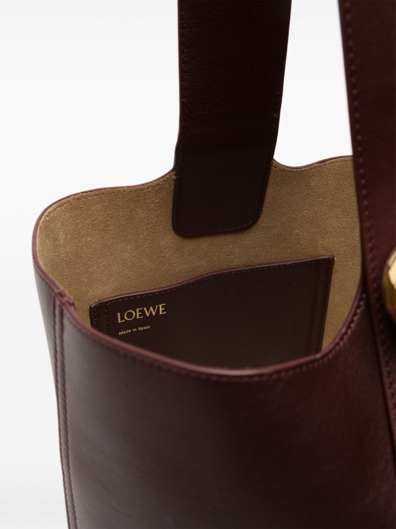 Red Pebble Medium Leather Bucket Bag