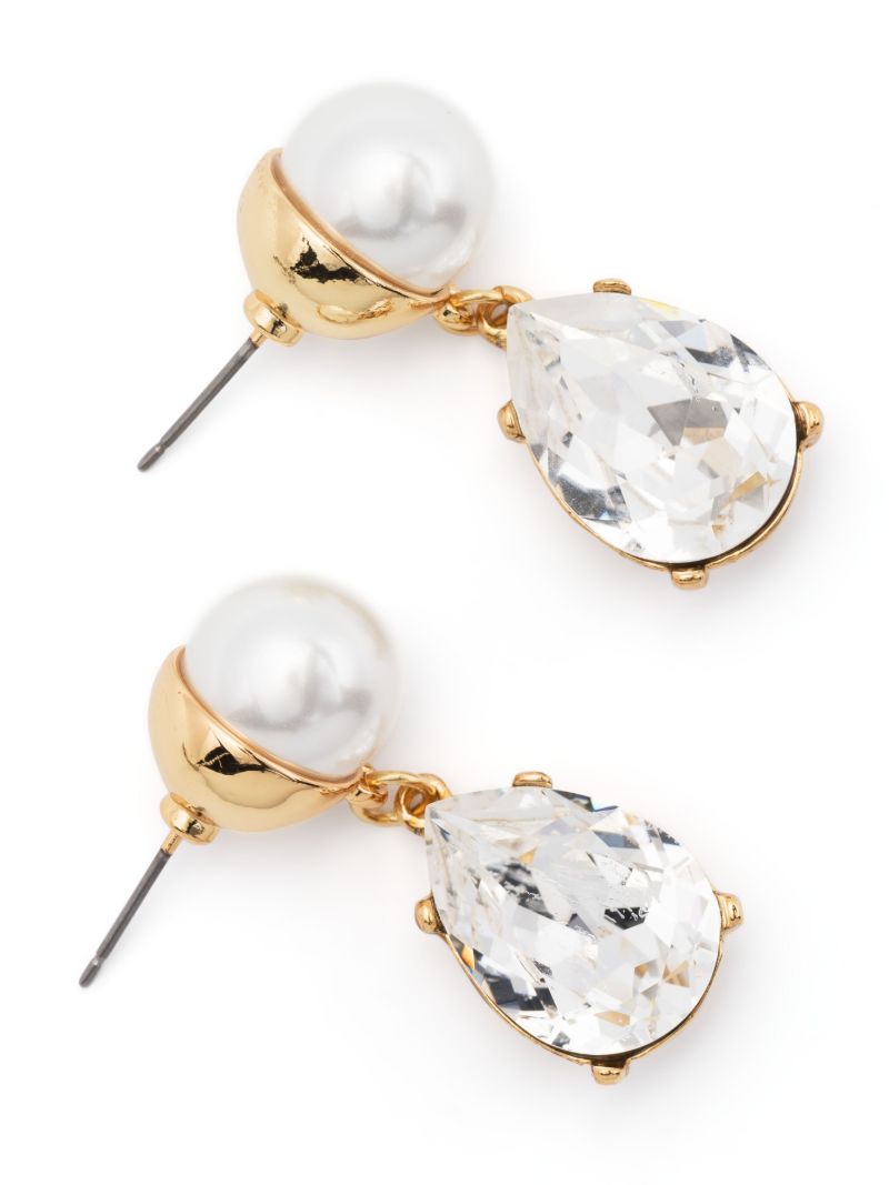 Gold-tone Crystal Teardrop Earrings