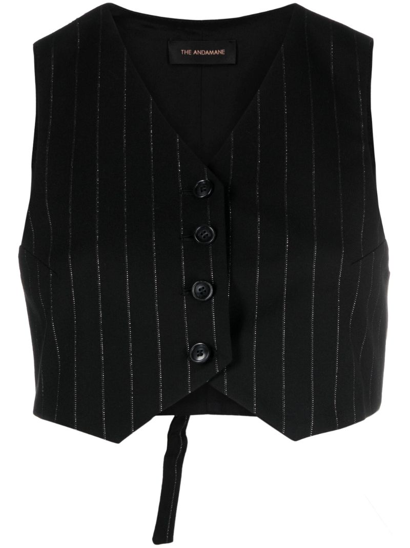 Black Nadine Pinstripe-pattern Vest