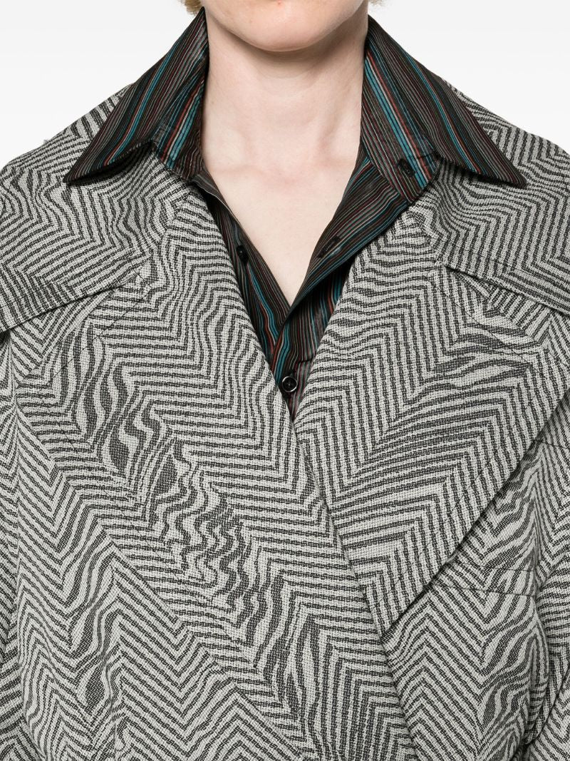 Black Herringbone Wool Coat