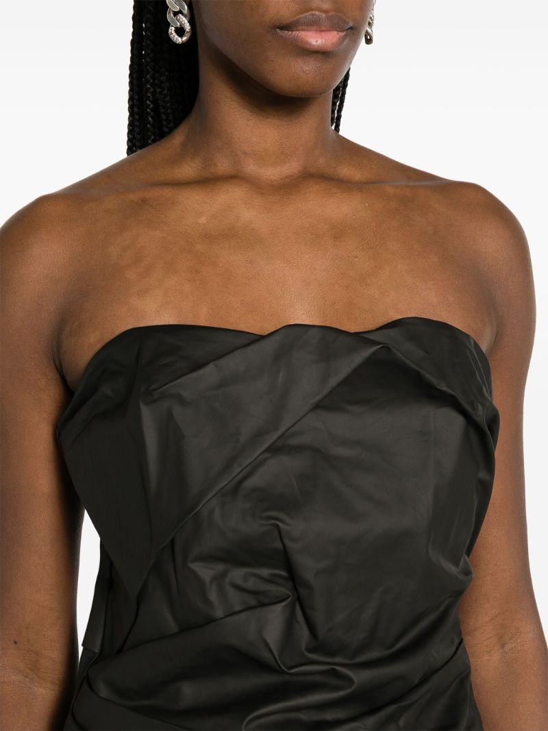 Black Ruched Strapless Blouse