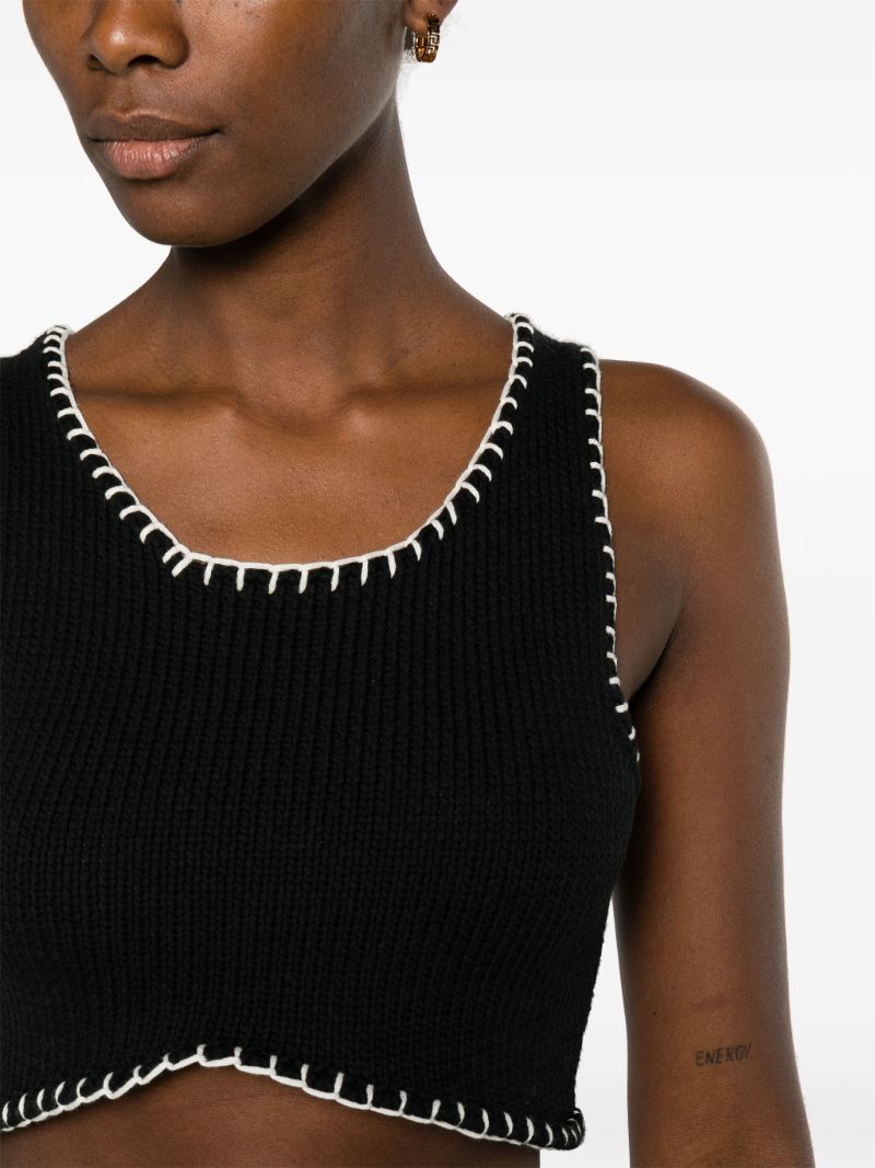 Black Whipstitch Cropped Knit Vest