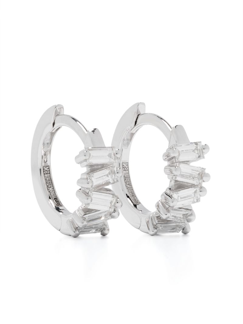 18kt White Gold Bold Diamond Huggie Earrings