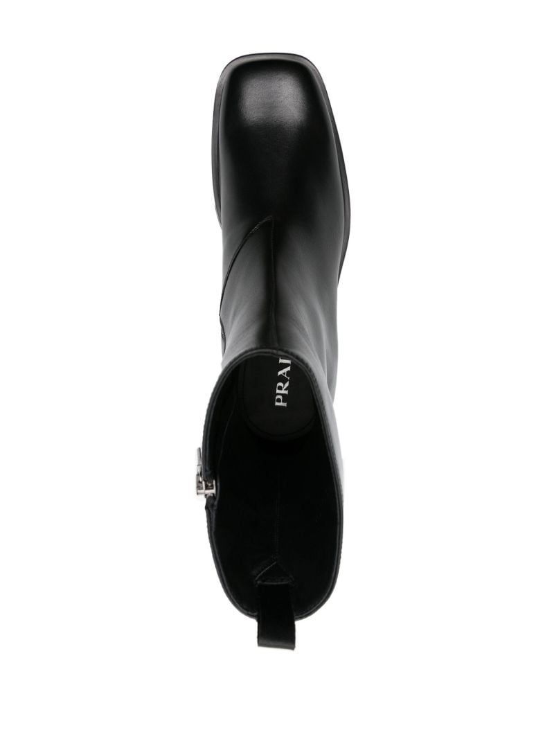 Black Logo-debossed Leather Boots