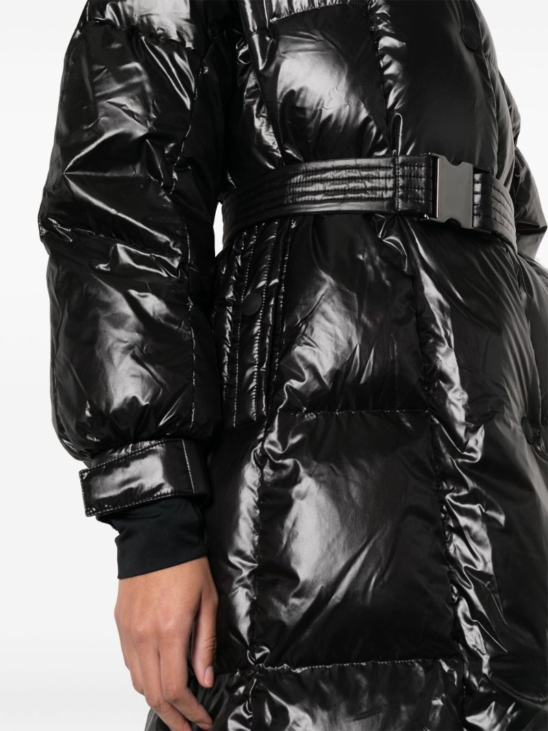 Black Combovin Belted Puffer Coat
