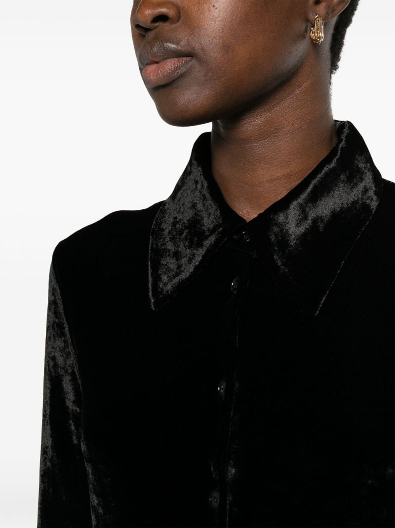 Black Long-sleeve Velvet Shirt