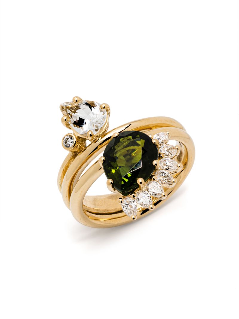 18k Yellow Gold Sun No. 4 Tourmaline and Diamond Ring