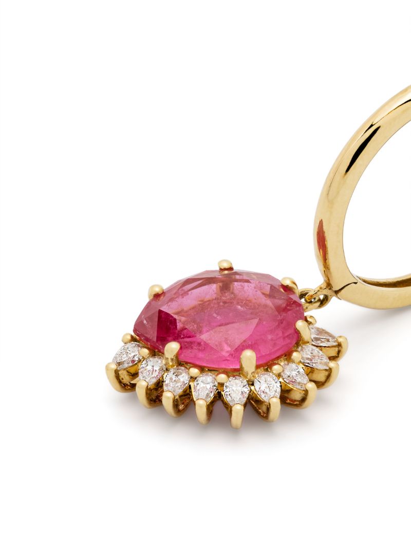 18k Yellow Gold Sun No. 2 White Diamond and Tourmaline Earring