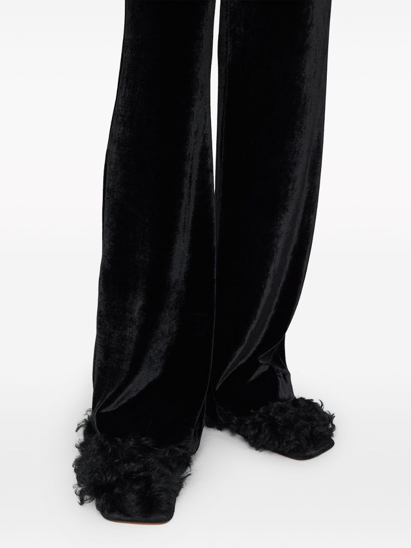 Black Wide-leg Velvet Trousers