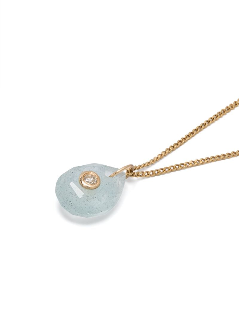 9k Yellow Gold Orso Aquamarine and Diamond Necklace