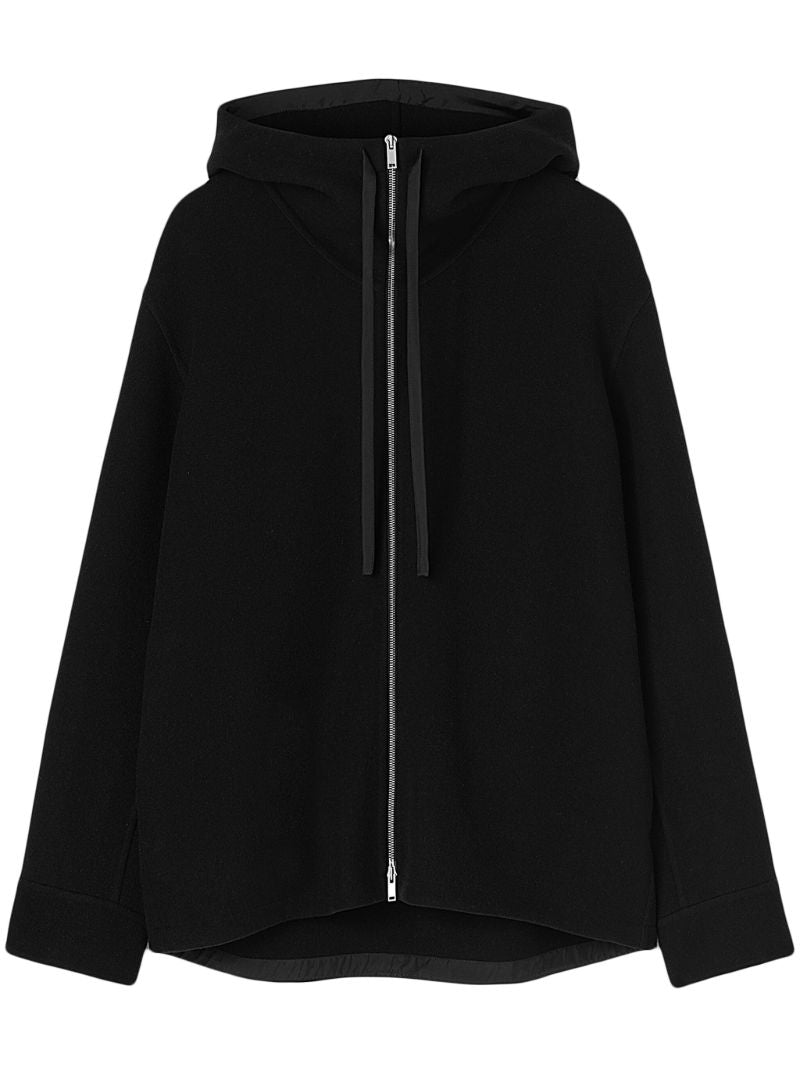 Black Drawstring Hooded Jacket