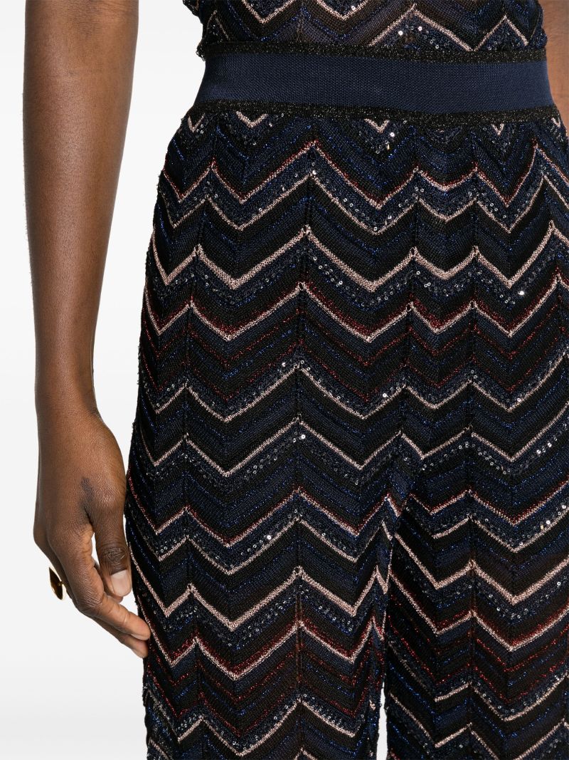 Blue Zigzag Semi-sheer Trousers