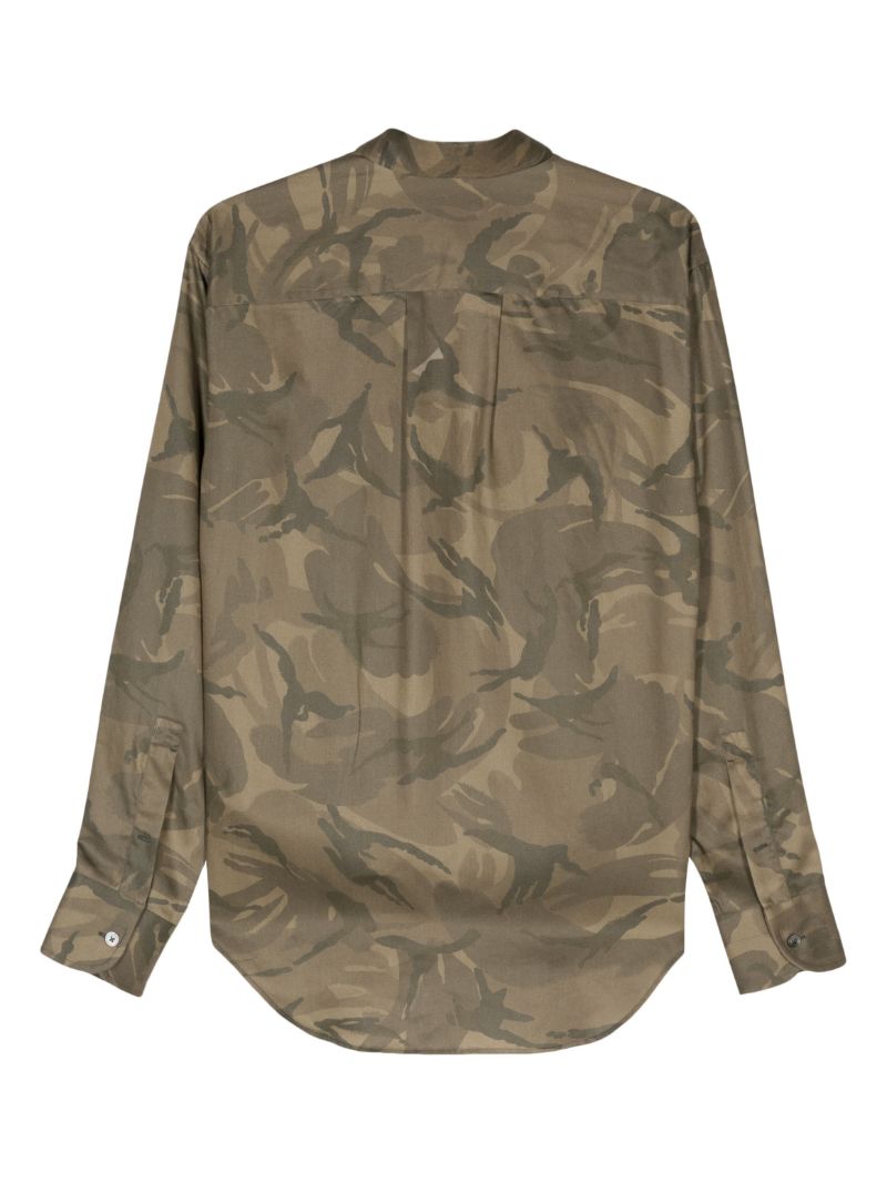Green Camouflage-print Button-down Shirt