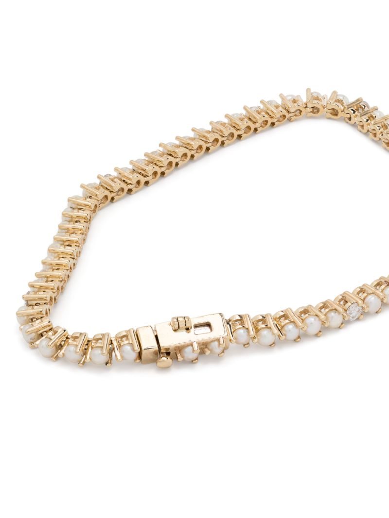 14k Yellow Gold Pearl and Diamond Bracelet