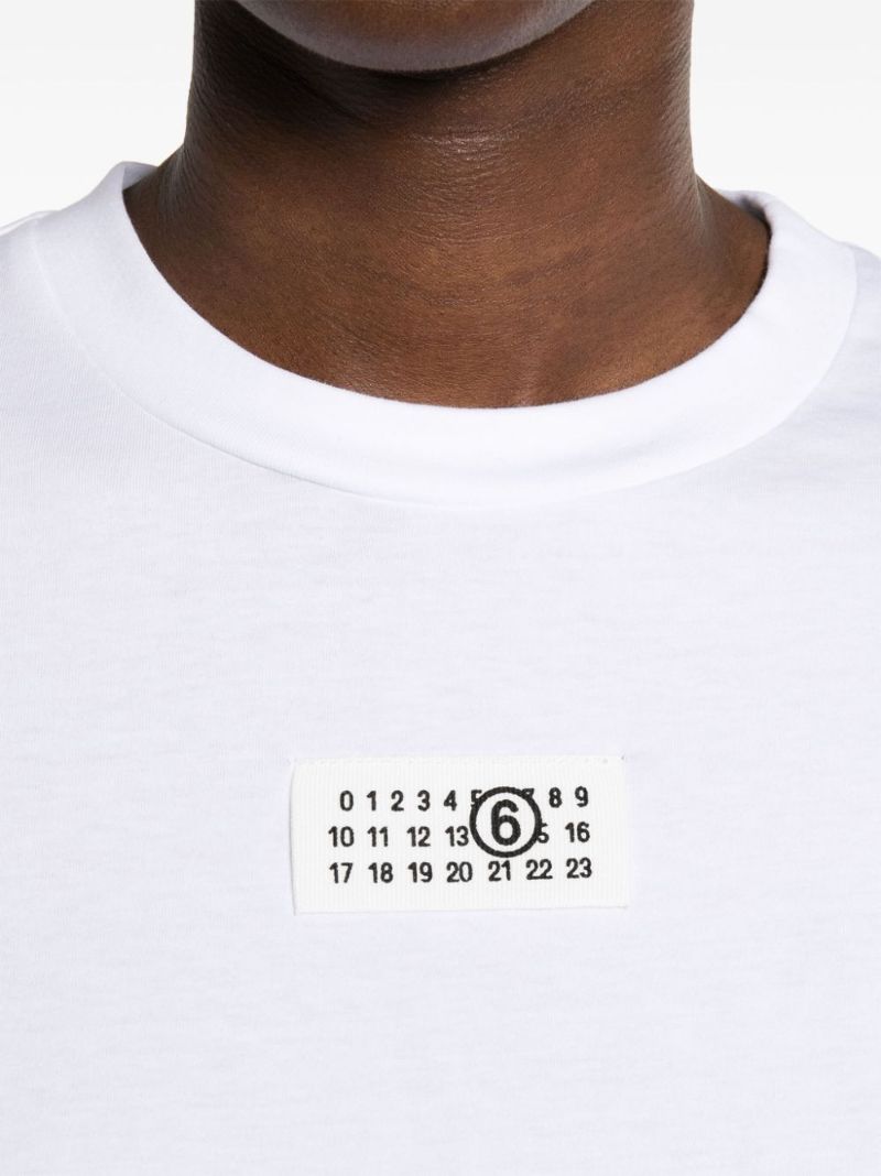 White Numbers-appliquÃ_x0083_© Cotton T-shirt