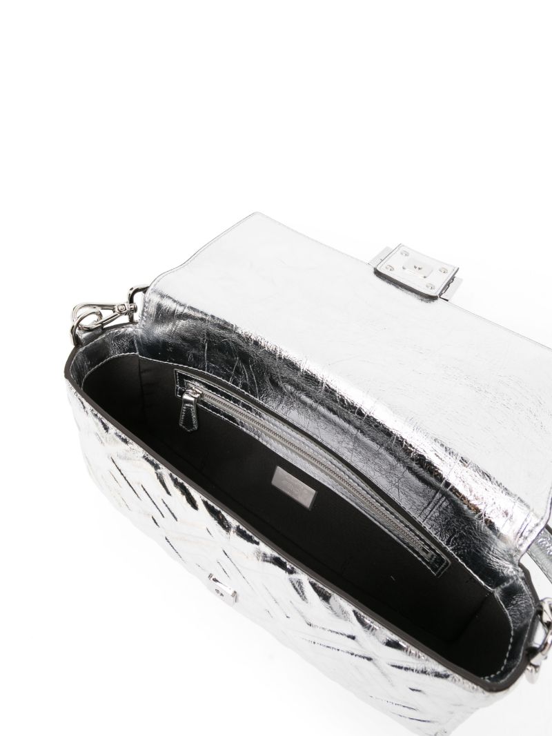 Silver Baguette Monogram Embossed Shoulder Bag