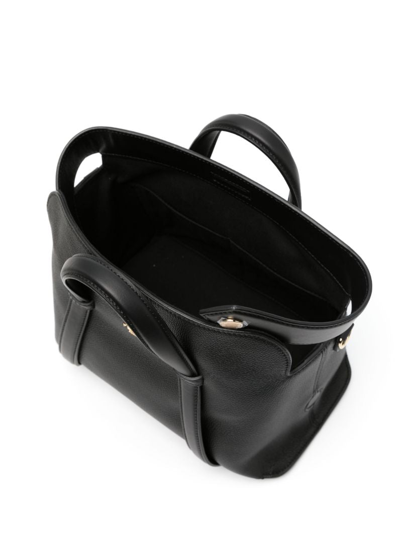 Black Boston Leather Tote Bag