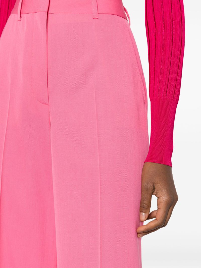 Pink Wool Cropped Tailored Trousers