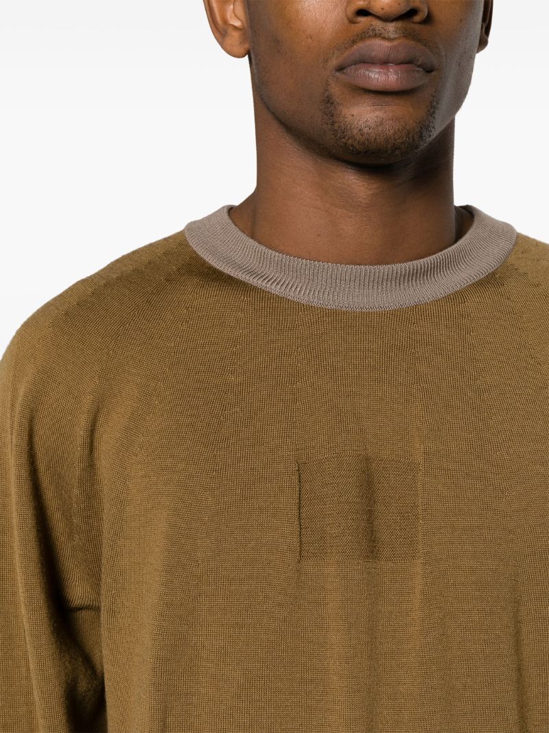 Brown Seamless-knit Wool Sweater