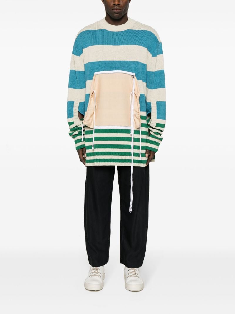 Blue Zip-up Striped Jumper